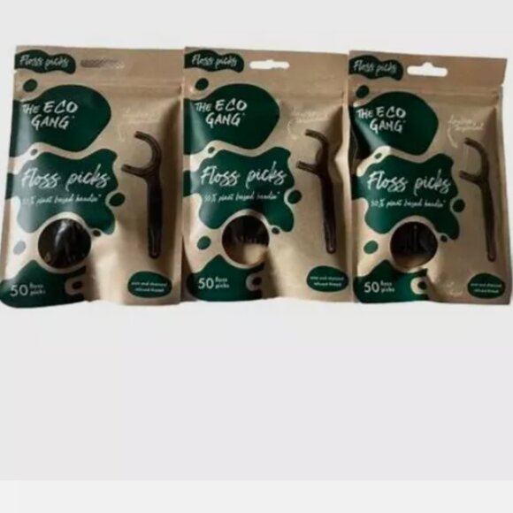 3 Pack Eco Gang Charcoal Floss Picks 50 Count Per Pack 150 Picks - Picture 1 of 2
